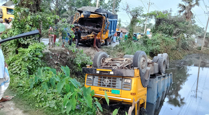 দাঁড়িয়ে থাকা ট্রাকের পেছনে আরেক ট্রাকের ধাক্কা, নিহত ২