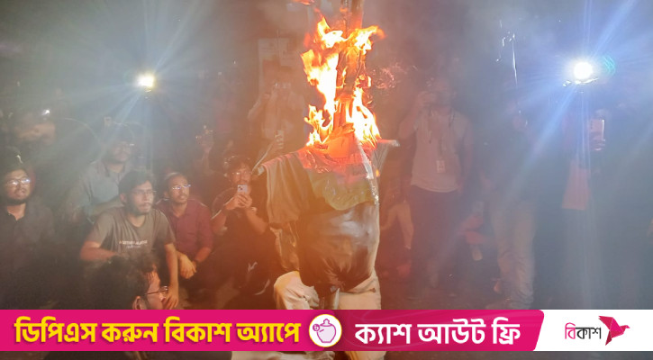 ডিসি মাসুদের কুশপুতুল পোড়ালেন প্রকৌশল শিক্ষার্থীরা