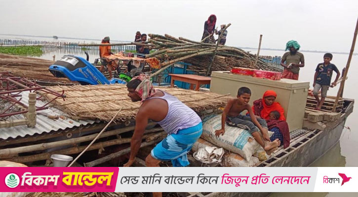 পদ্মার ভাঙনে চর আষাড়িয়াদহ ছাড়ল ১৫০ পরিবার