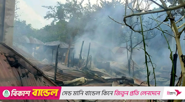 নীলফামারীতে আগুনে পুড়ল ৩৫ বসতঘর