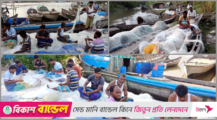 মাছ ধরায় ২২ দিনের নিষেধাজ্ঞায় সংসার নিয়ে দুশ্চিন্তায় জেলেরা