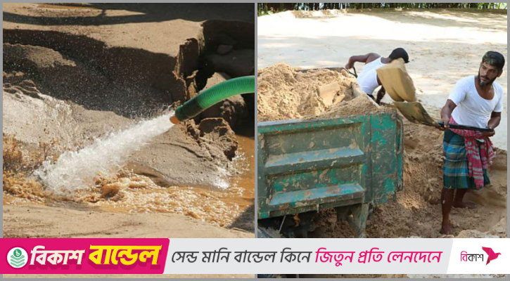 কাপ্তাই হ্রদে দেদারসে বালু উত্তোলন!